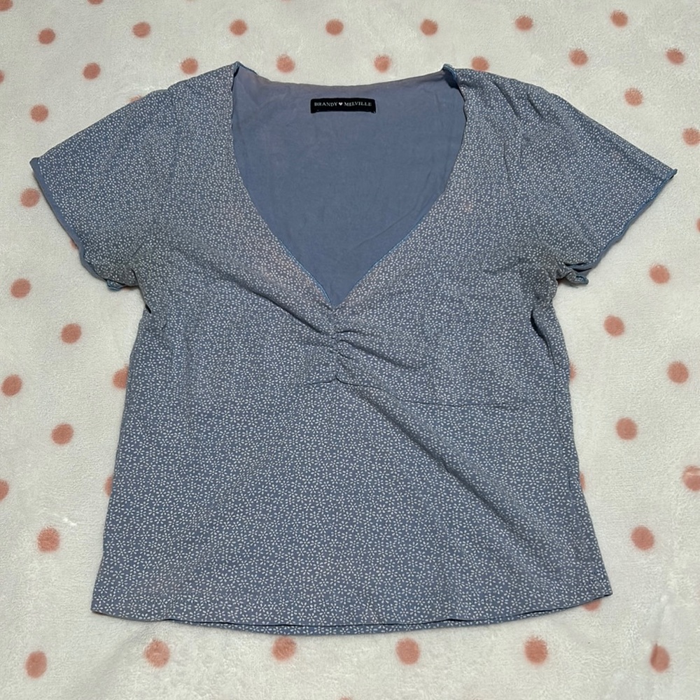 Brandy Melville Gina Blue Floral Top
